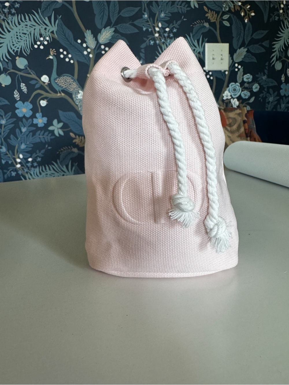 Dior Beauté Pastel Pink Canvas Drawstring Bucket Pouch